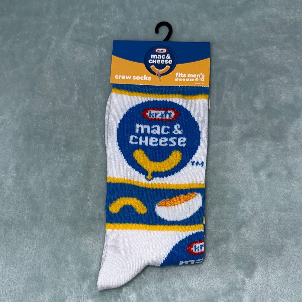Kraft Mac & Cheese White & Blue Crew Socks